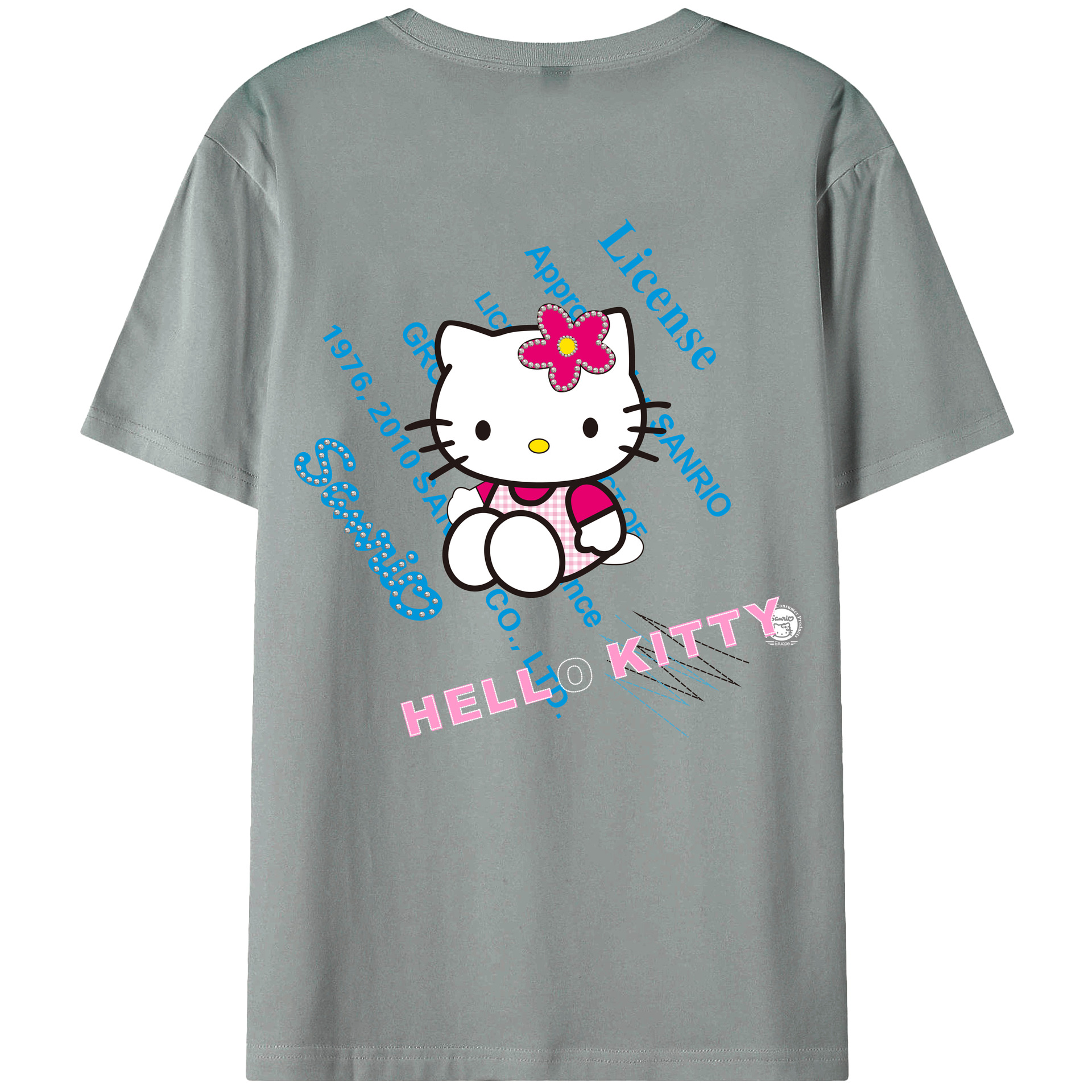 （画像用） Hello Kitty ハローキティ 綿100％ メンズ半袖Tシャツ（バックプリント） 通気性
